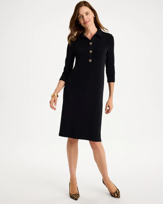 Classic Button-Front Midi Dress
