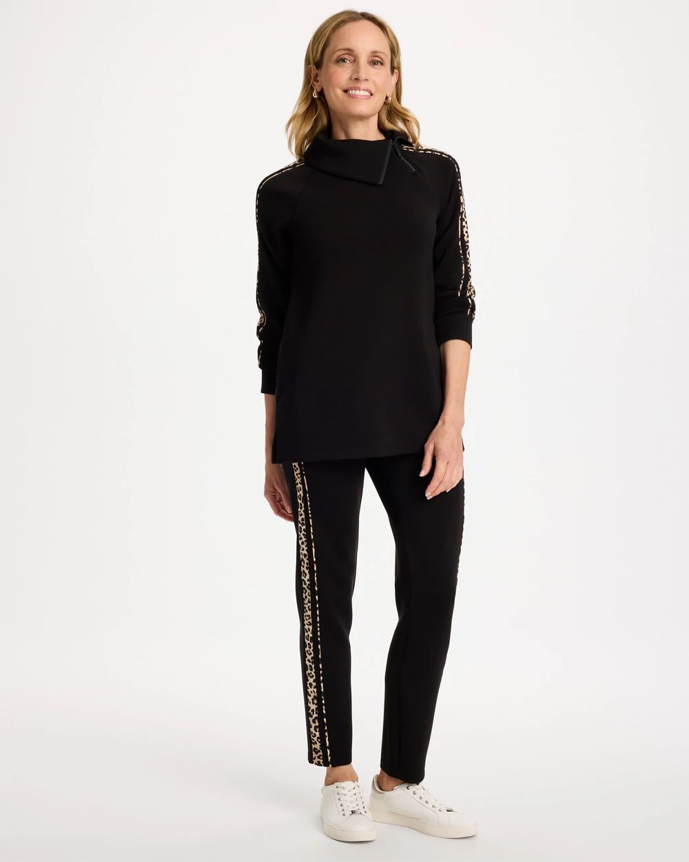 Leopard Trim Ankle Trousers