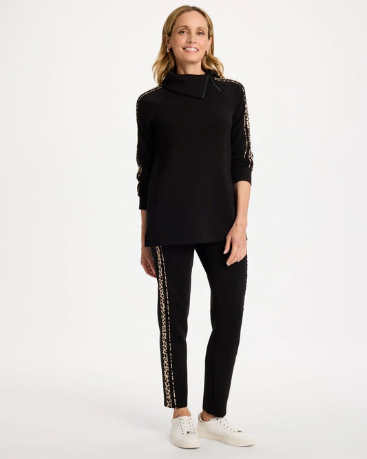 Leopard Trim Ankle Trousers